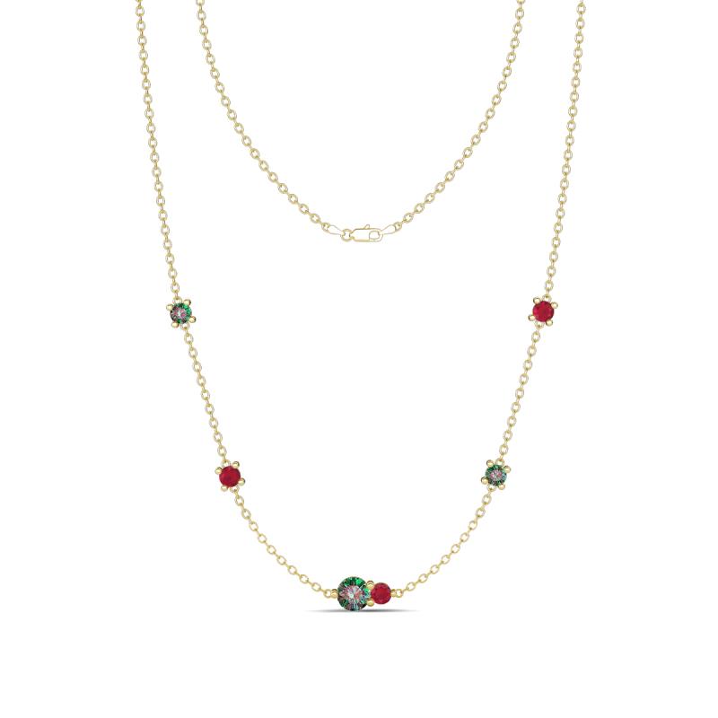 Linea 0.62 ctw Created Alexandrite (4 mm) and Ruby Women Station Necklace 