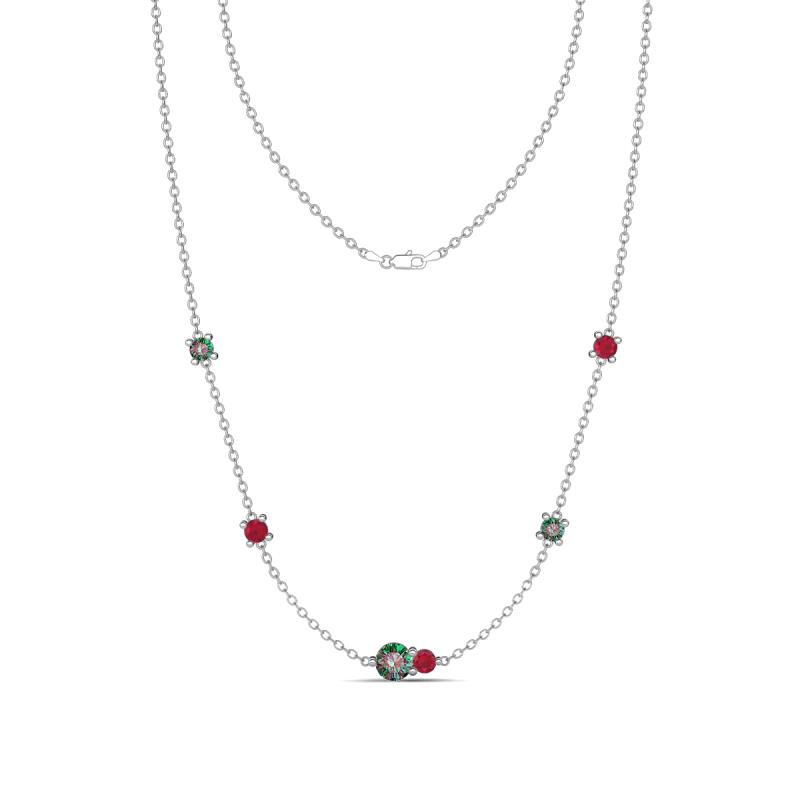 Linea 0.62 ctw Created Alexandrite (4 mm) and Ruby Women Station Necklace 