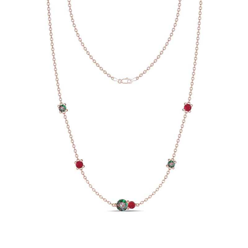 Linea 0.62 ctw Created Alexandrite (4 mm) and Ruby Women Station Necklace 