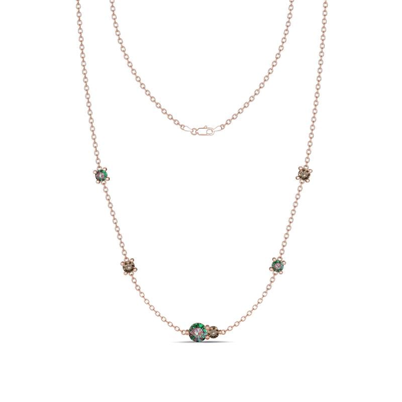 Linea 0.62 ctw Created Alexandrite (4 mm) and Smoky Quartz Women Station Necklace 
