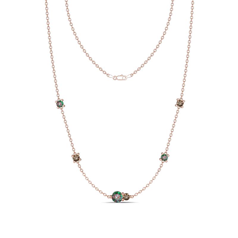 Linea 0.62 ctw Created Alexandrite (4 mm) and Smoky Quartz Women Station Necklace 