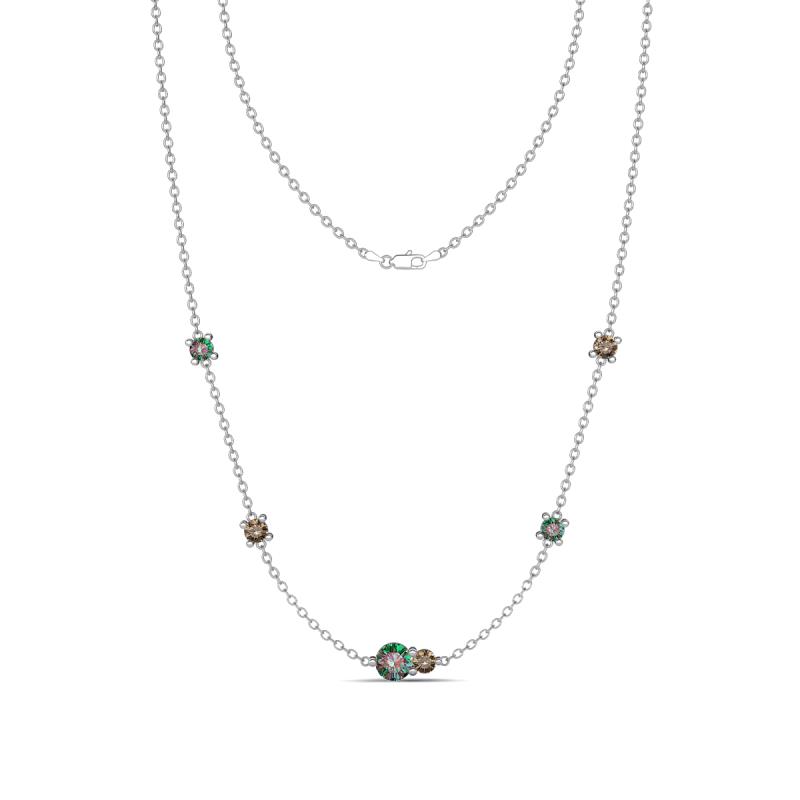 Linea 0.62 ctw Created Alexandrite (4 mm) and Smoky Quartz Women Station Necklace 