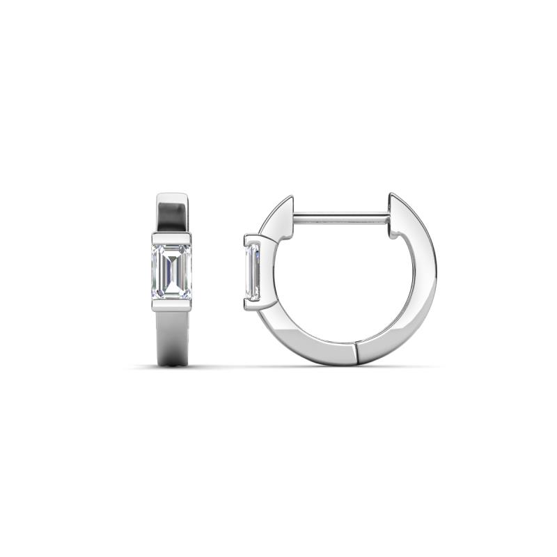 Nikki 0.60 ctw Emerald Shape Natural Diamonds (5.00 x 3.00 mm) Women Huggie Earrings 