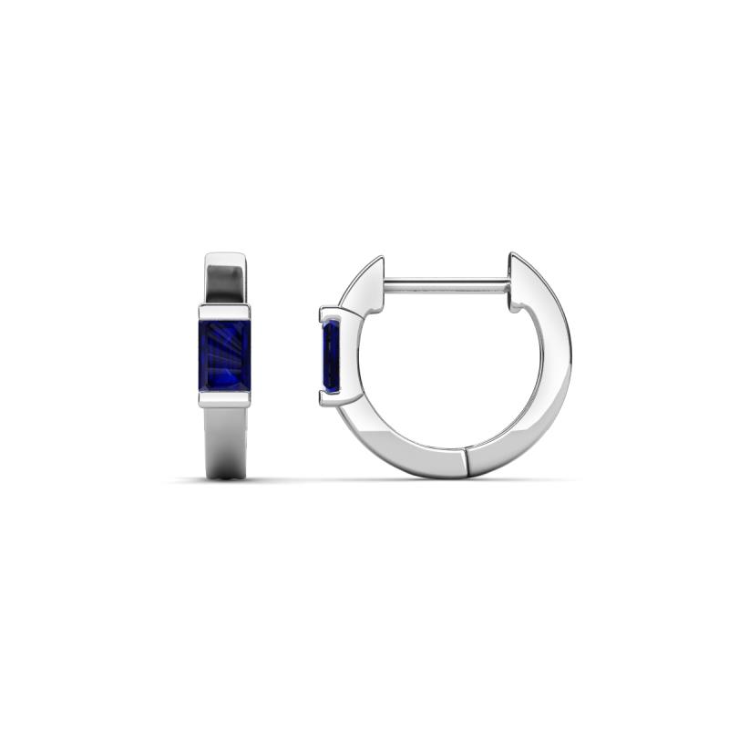 Nikki 0.60 ctw Emerald Shape Blue Sapphire (5.00 x 3.00 mm) Women Huggie Earrings 