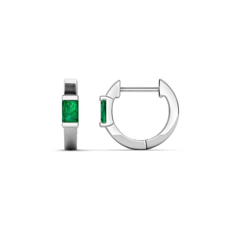 Nikki 0.50 ctw Emerald Shape Emerald (5.00 x 3.00 mm) Women Huggie Earrings 