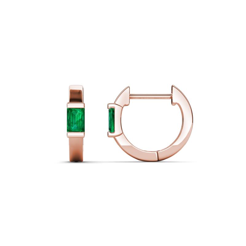 Nikki 0.50 ctw Emerald Shape Emerald (5.00 x 3.00 mm) Women Huggie Earrings 