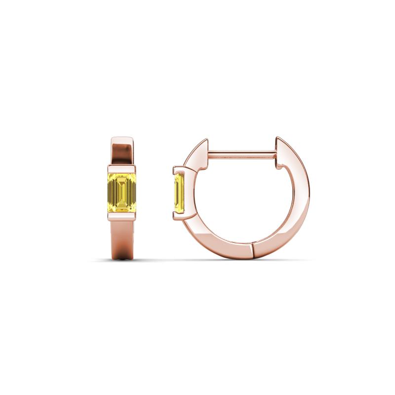 Nikki 0.60 ctw Emerald Shape Yellow Sapphire (5.00 x 3.00 mm) Women Huggie Earrings 