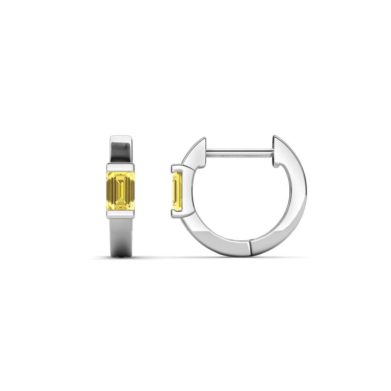 Nikki 0.60 ctw Emerald Shape Yellow Sapphire (5.00 x 3.00 mm) Women Huggie Earrings 