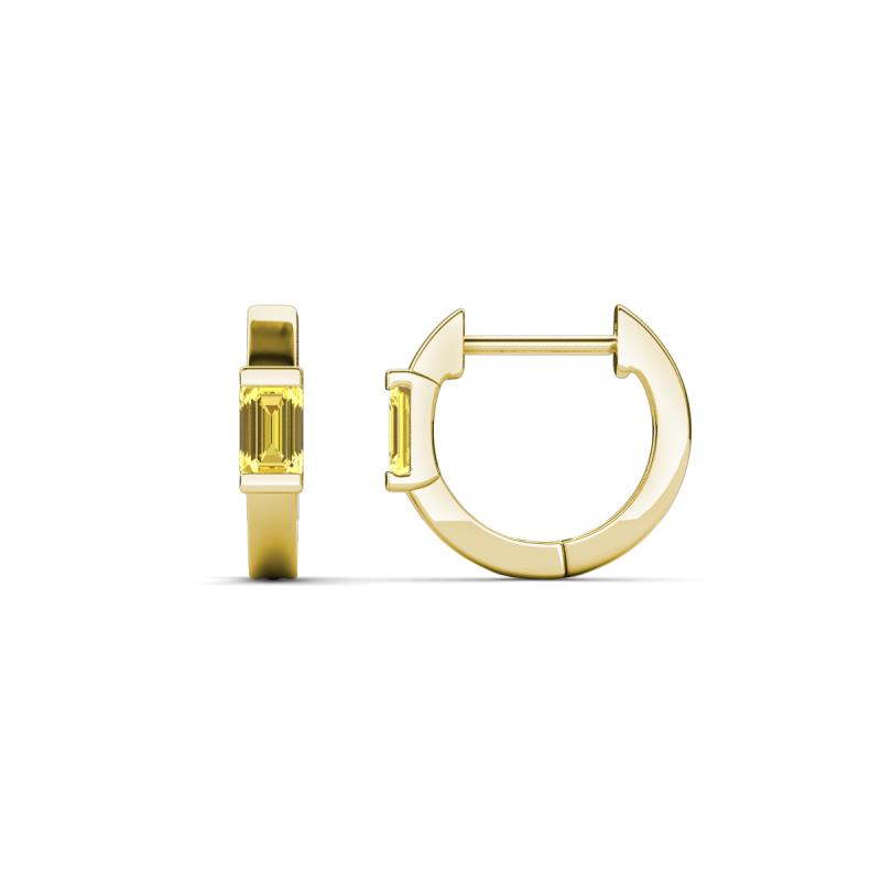 Nikki 0.60 ctw Emerald Shape Yellow Sapphire (5.00 x 3.00 mm) Women Huggie Earrings 
