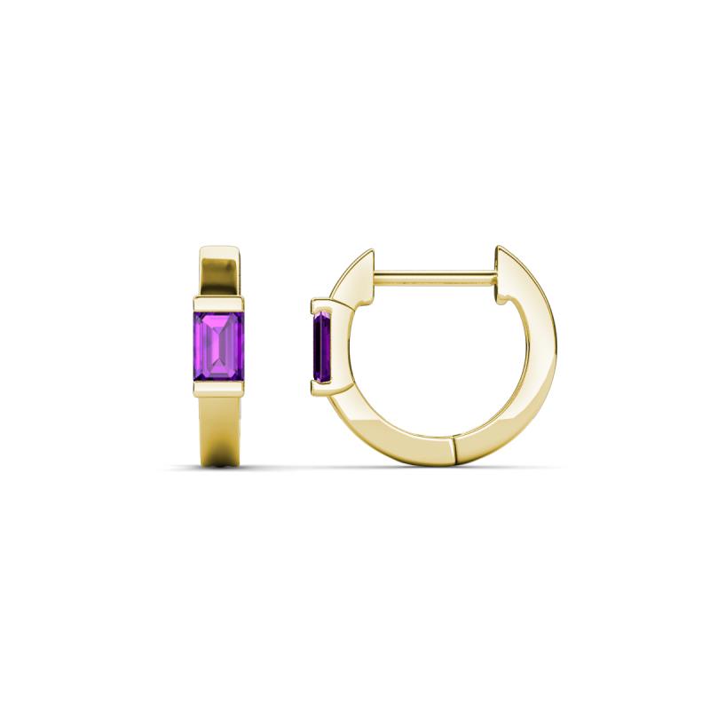 Nikki 0.54 ctw Emerald Shape Amethyst (5.00 x 3.00 mm) Women Huggie Earrings 