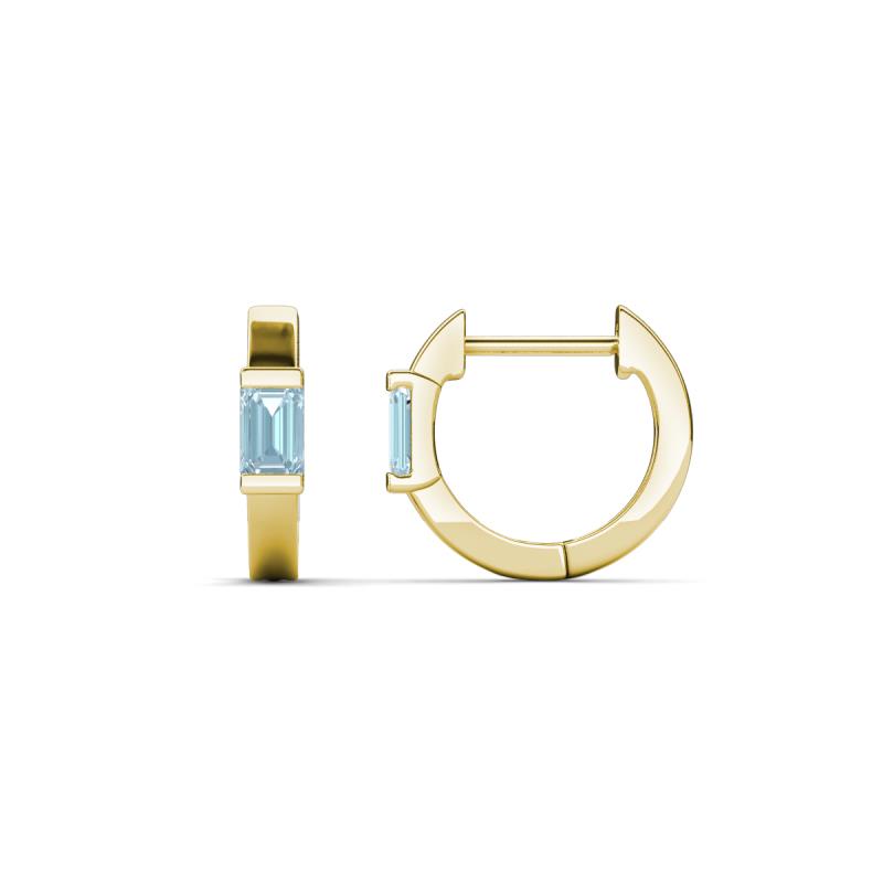 Nikki 0.50 ctw Emerald Shape Aquamarine (5.00 x 3.00 mm) Women Huggie Earrings 