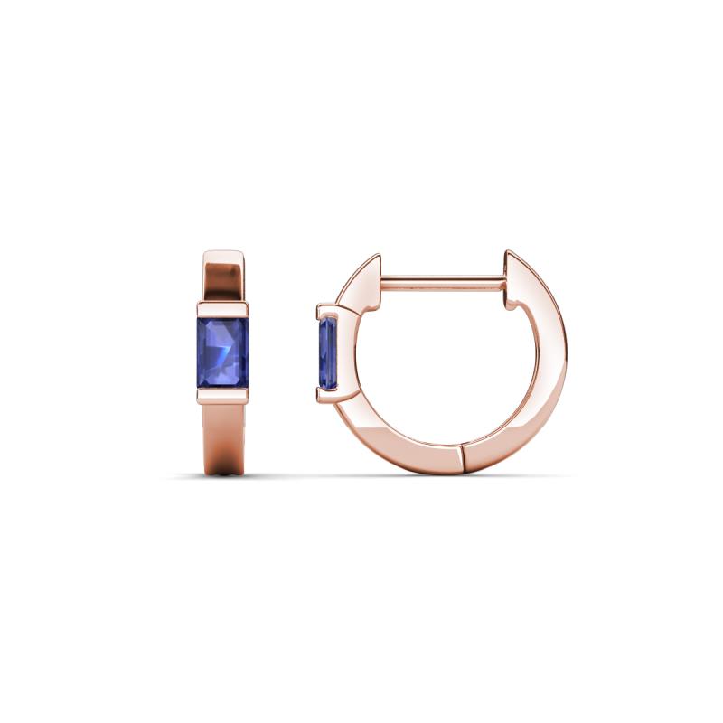 Nikki 0.50 ctw Emerald Shape Iolite (5.00 x 3.00 mm) Women Huggie Earrings 