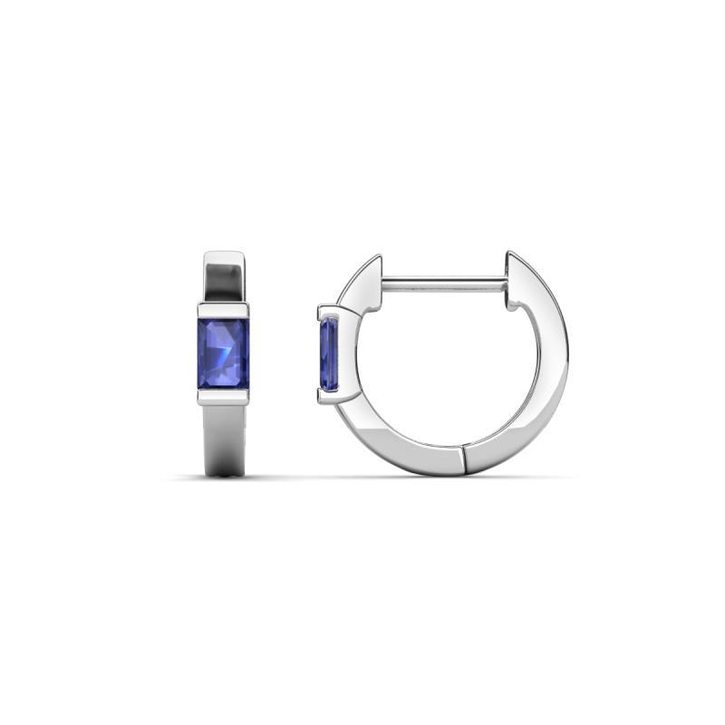 Nikki 0.50 ctw Emerald Shape Iolite (5.00 x 3.00 mm) Women Huggie Earrings 