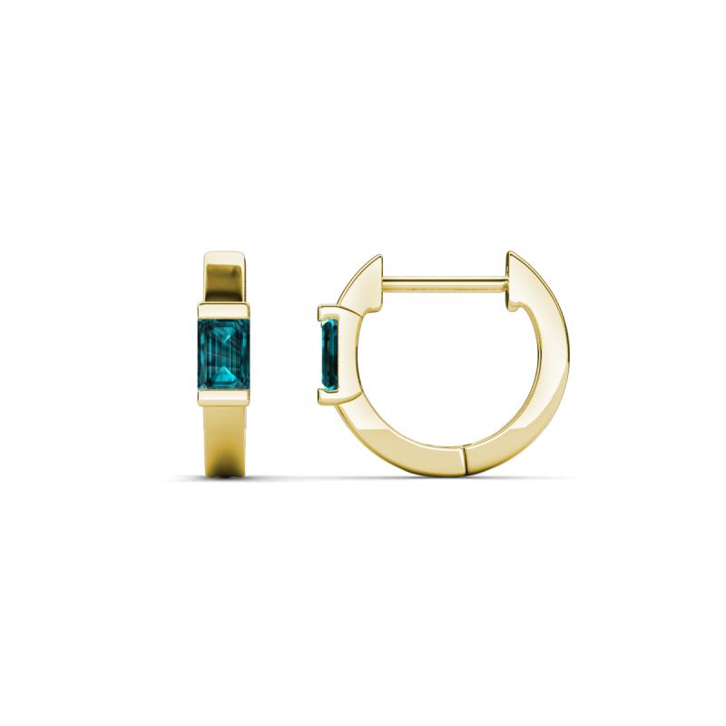 Nikki 0.74 ctw Emerald Shape London Blue Topaz (5.00 x 3.00 mm) Women Huggie Earrings 