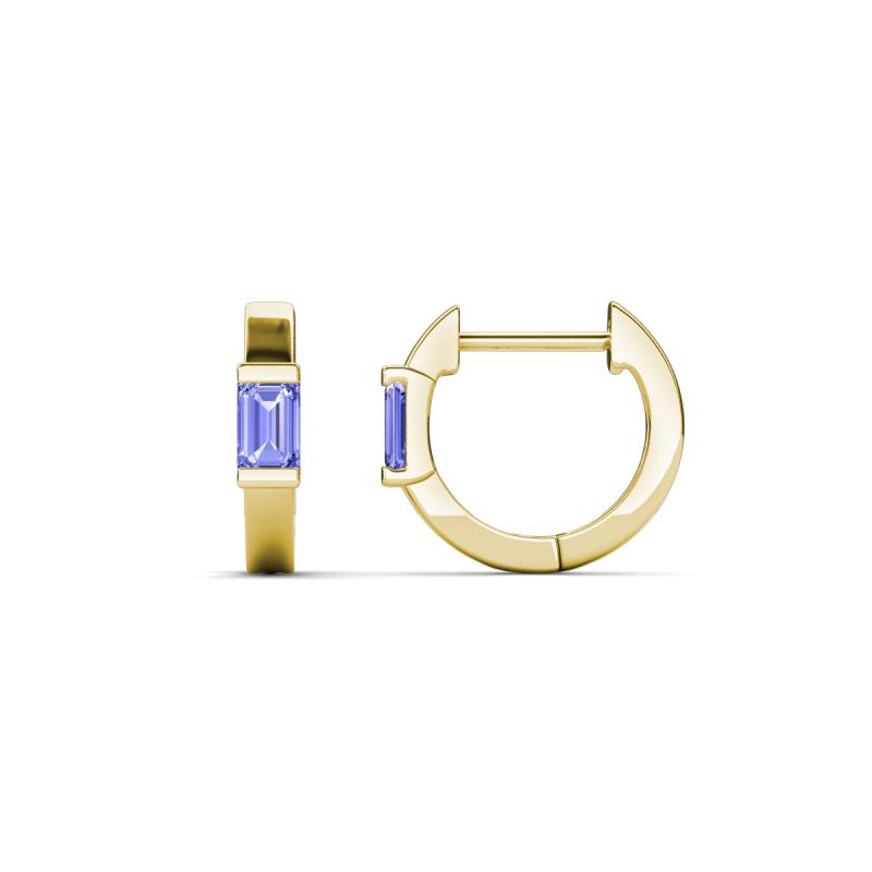 Nikki 0.54 ctw Emerald Shape Tanzanite (5.00 x 3.00 mm) Women Huggie Earrings 