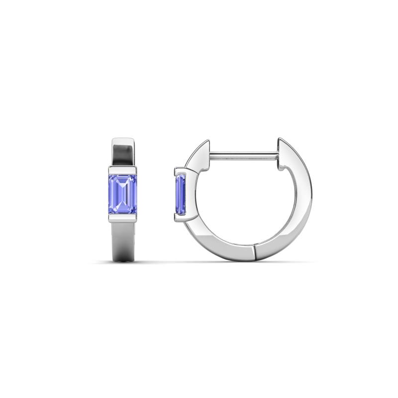 Nikki 0.54 ctw Emerald Shape Tanzanite (5.00 x 3.00 mm) Women Huggie Earrings 