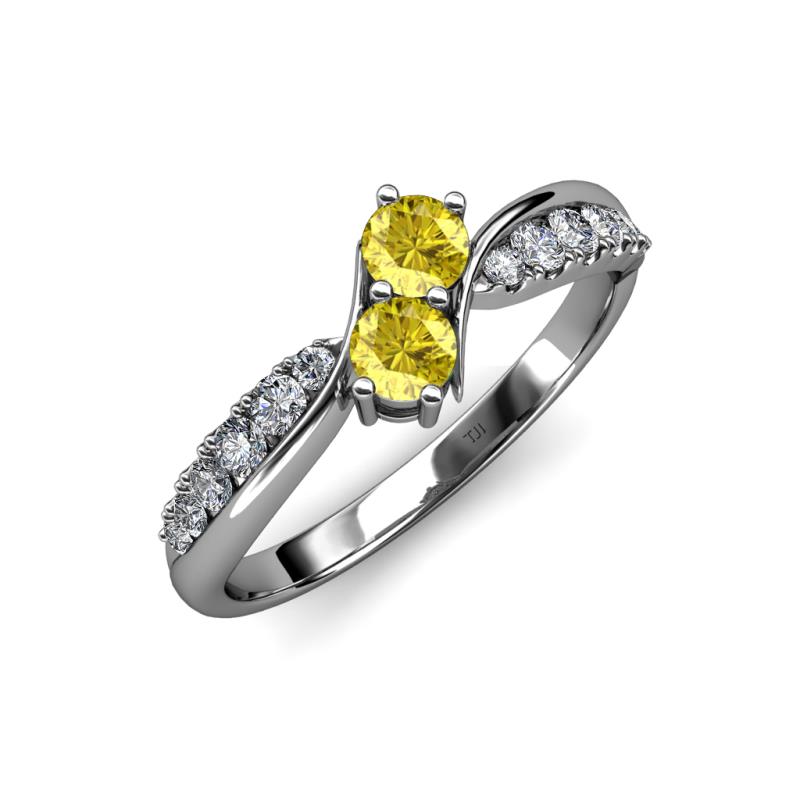Nicia Yellow Sapphire with Side Diamonds Bypass Ring 
