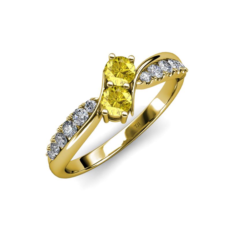 Nicia Yellow Sapphire with Side Diamonds Bypass Ring 