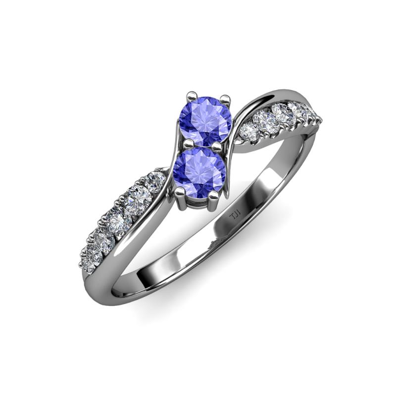 Nicia Tanzanite with Side Diamonds Bypass Ring 