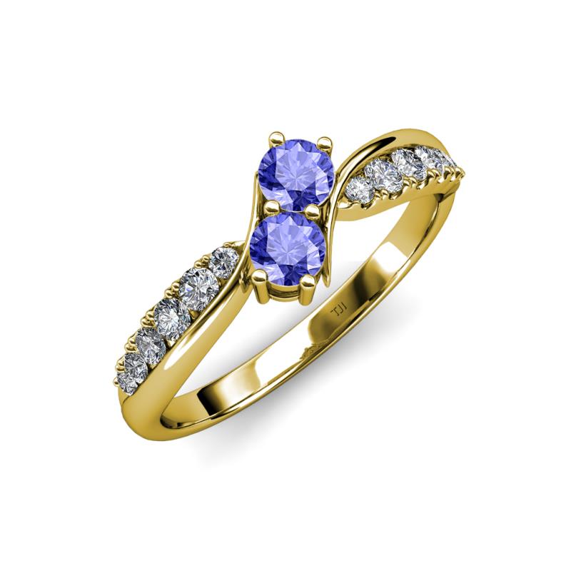 Nicia Tanzanite with Side Diamonds Bypass Ring 