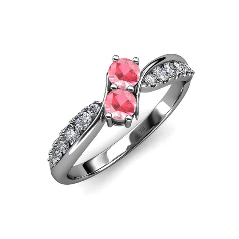 Nicia Pink Tourmaline with Side Diamonds Bypass Ring 
