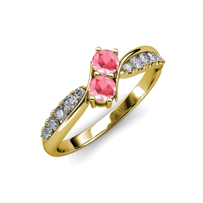 Nicia Pink Tourmaline with Side Diamonds Bypass Ring 