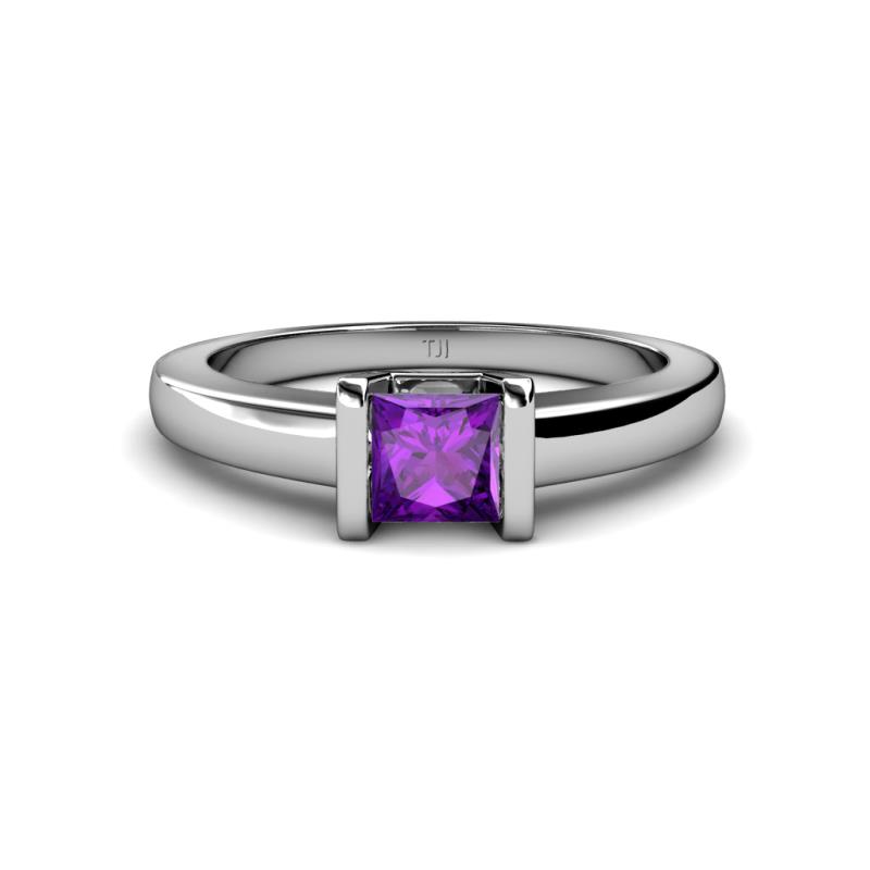 Izna Princess Cut Amethyst Solitaire Engagement Ring 