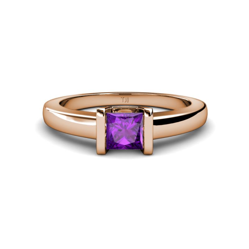 Izna Princess Cut Amethyst Solitaire Engagement Ring 