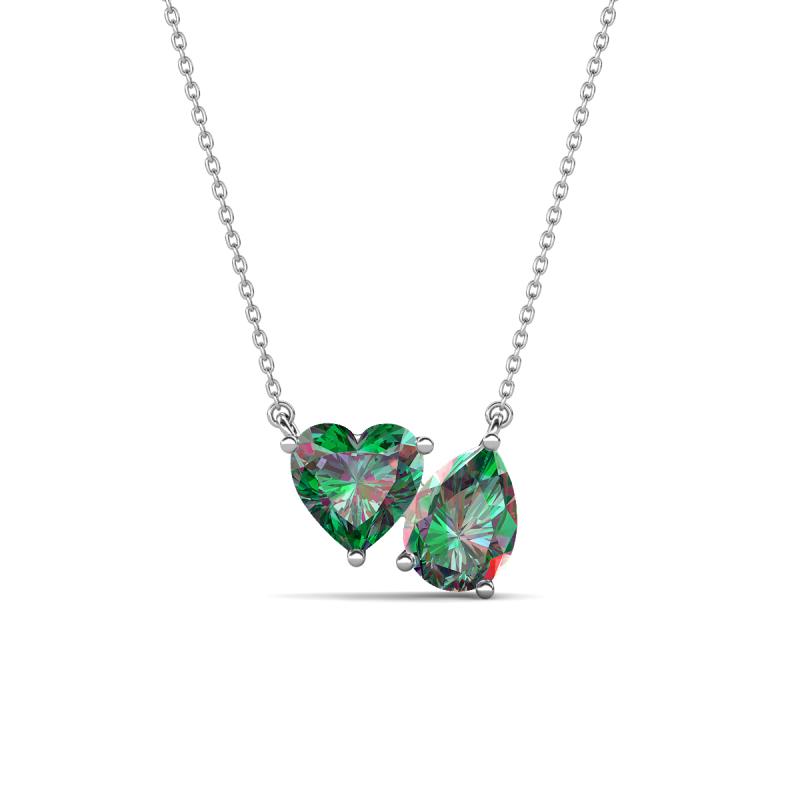 Zuri 1.61 ctw Heart with Pear Shape Created Alexandrite Toi Et Moi Women Pendant Necklace 