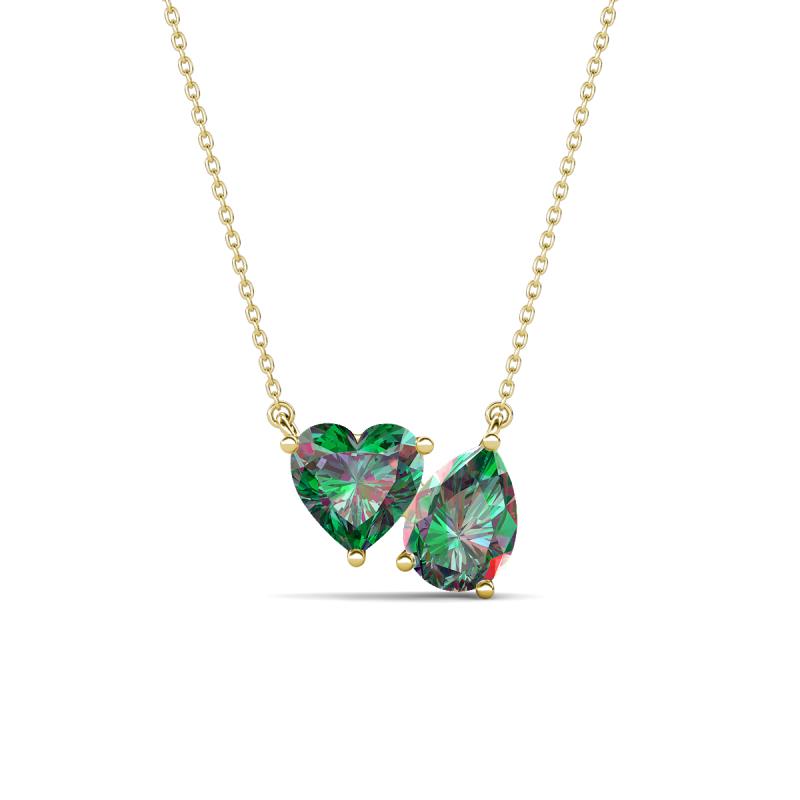 Zuri 1.61 ctw Heart with Pear Shape Created Alexandrite Toi Et Moi Women Pendant Necklace 