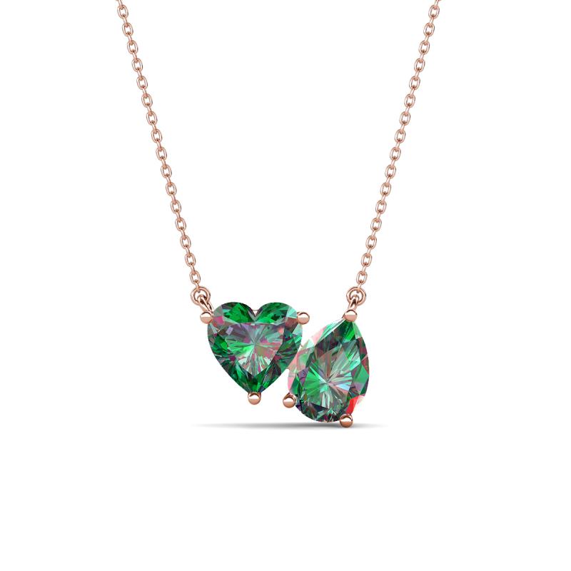 Zuri 1.61 ctw Heart with Pear Shape Created Alexandrite Toi Et Moi Women Pendant Necklace 