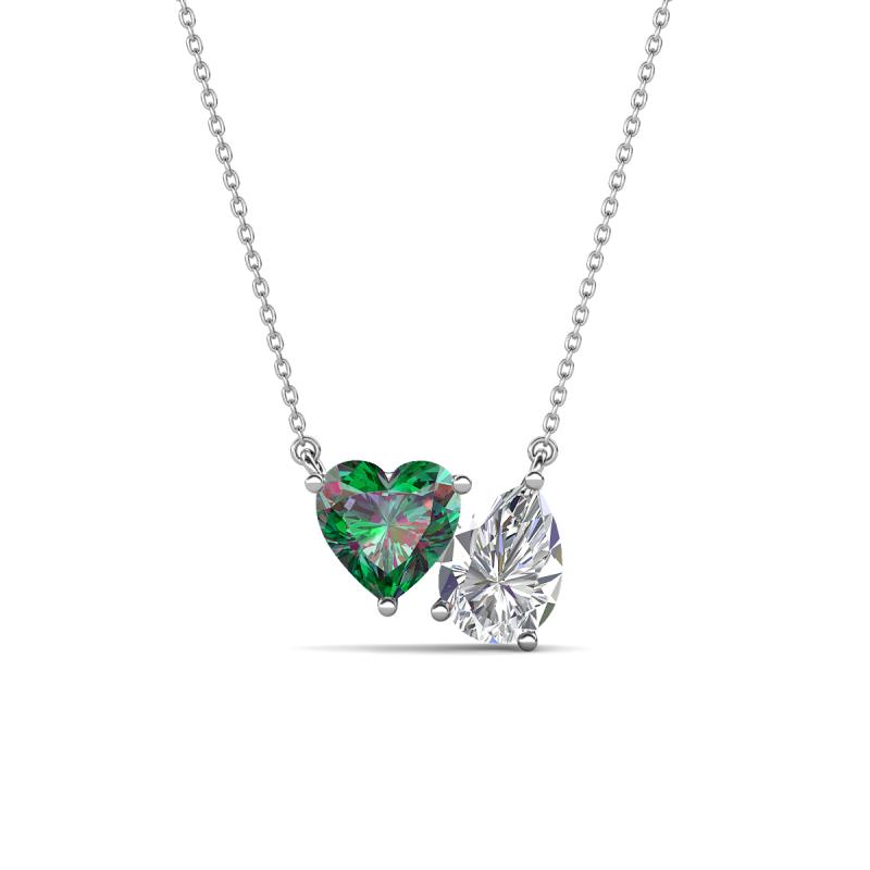 Zuri 1.50 ctw Heart with Pear Shape Created Alexandrite Toi Et Moi Women Pendant Necklace 