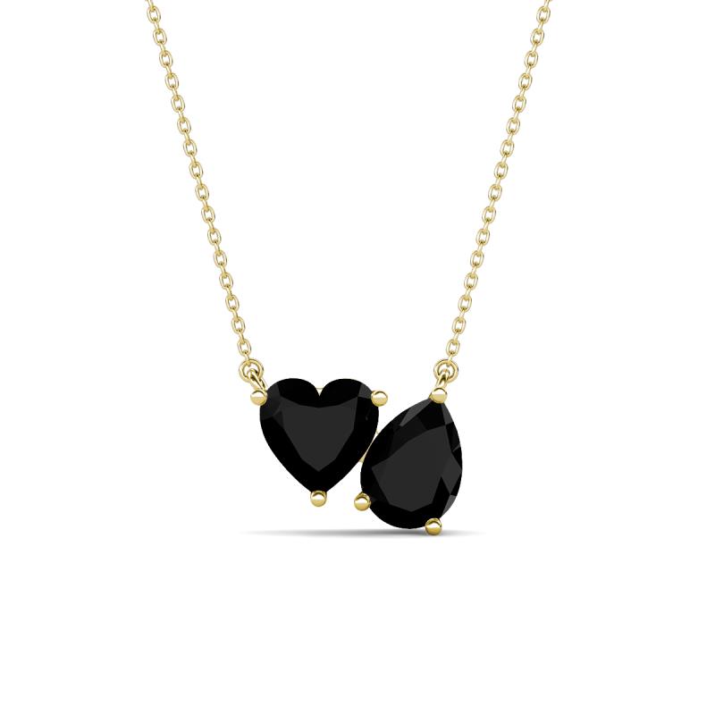 Zuri 1.40 ctw Heart with Pear Shape Black Onyx Toi Et Moi Women Pendant Necklace 