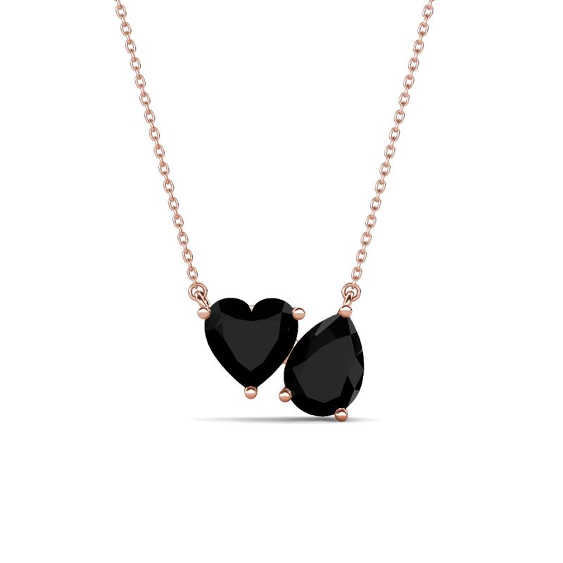 Zuri 1.40 ctw Heart with Pear Shape Black Onyx Toi Et Moi Women Pendant Necklace 