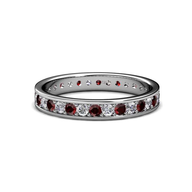 Livia 2.00 mm Red Garnet and Diamond Eternity Band 