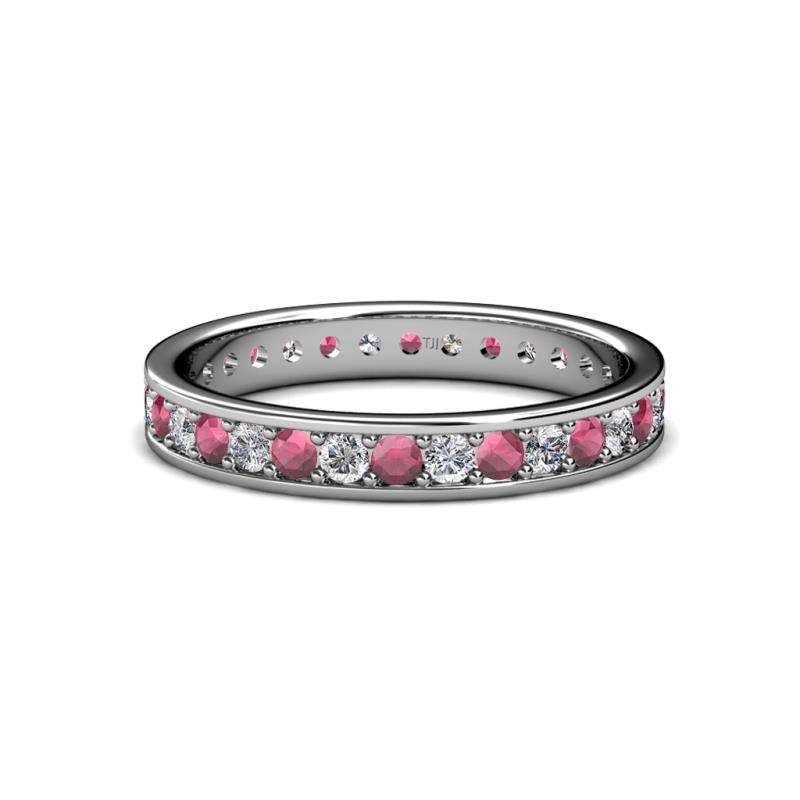 Livia 2.00 mm Rhodolite Garnet and Diamond Eternity Band 
