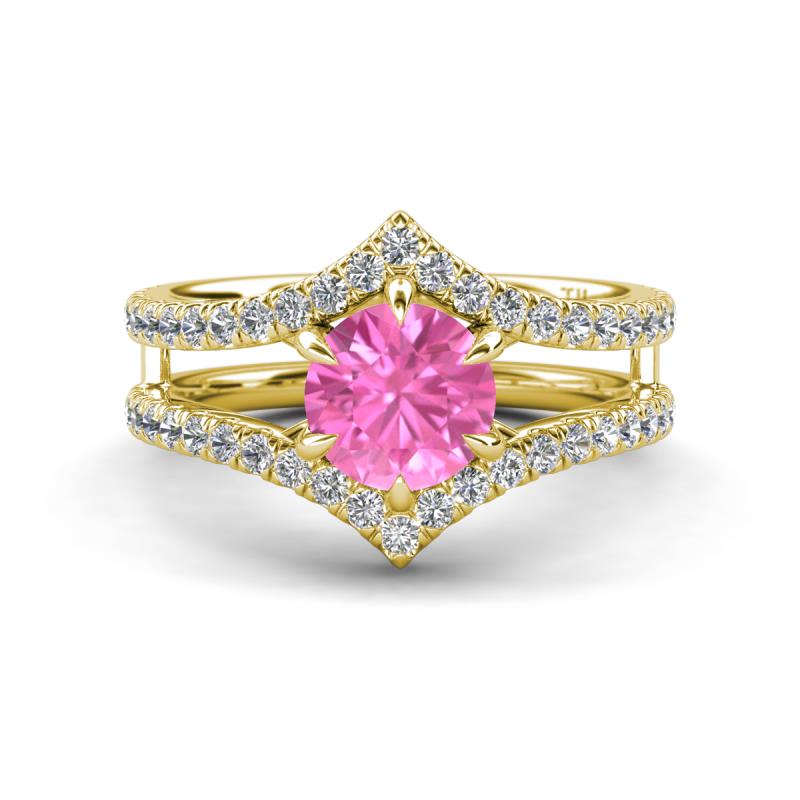 Zaria 1.49 ctw Natural Pink Sapphire (6.00 mm) accented Lab Grown Diamonds Women Engagement Ring 