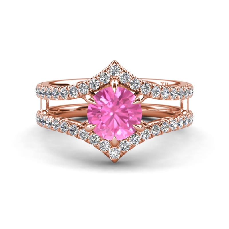 Zaria 1.49 ctw Natural Pink Sapphire (6.00 mm) accented Lab Grown Diamonds Women Engagement Ring 