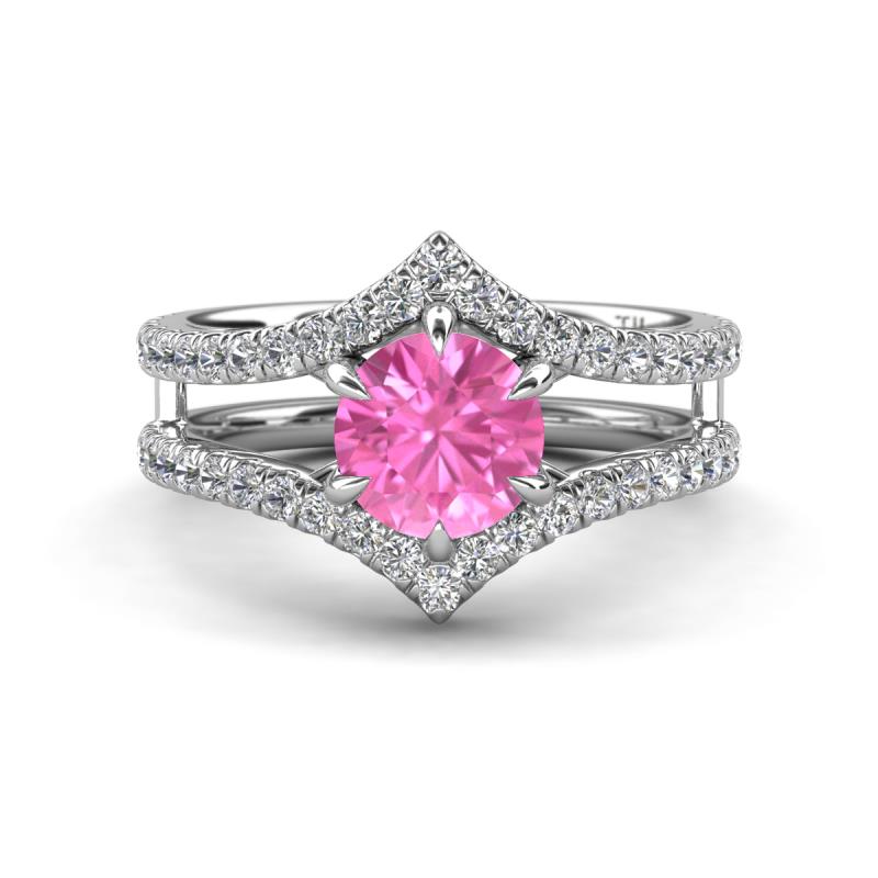 Zaria 1.49 ctw Natural Pink Sapphire (6.00 mm) accented Lab Grown Diamonds Women Engagement Ring 
