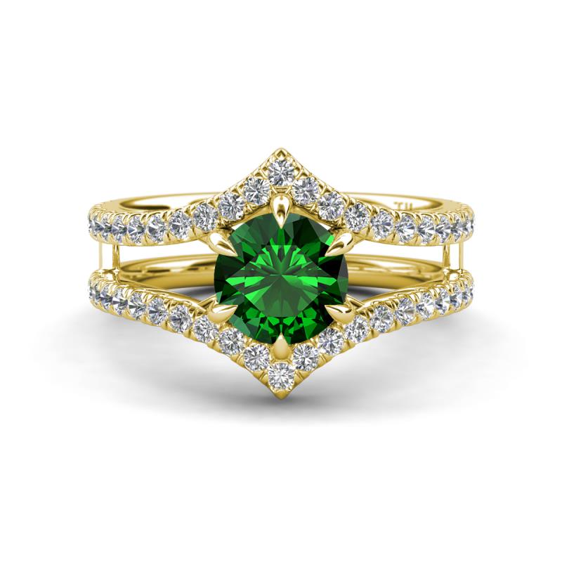 Zaria 1.54 ctw Created Emerald (6.50 mm) accented Lab Grown Diamonds Women Engagement Ring 