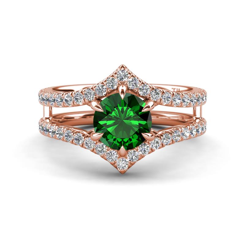 Zaria 1.54 ctw Created Emerald (6.50 mm) accented Lab Grown Diamonds Women Engagement Ring 