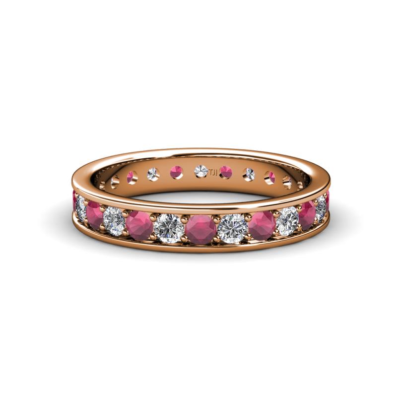 Livia 2.40 mm Rhodolite Garnet and Diamond Eternity Band 