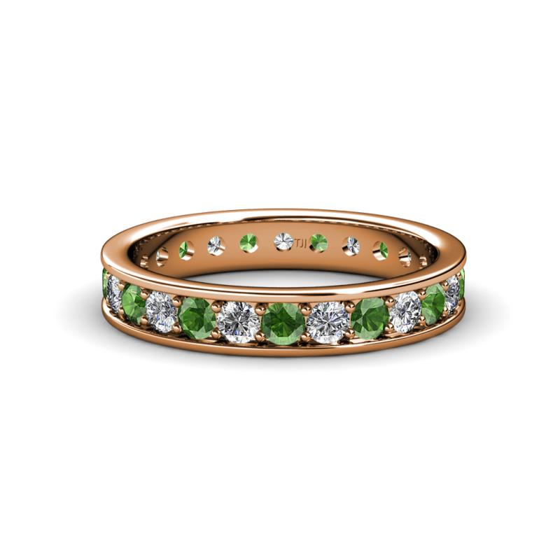 Livia 2.70 mm Green Garnet and Diamond Eternity Band 