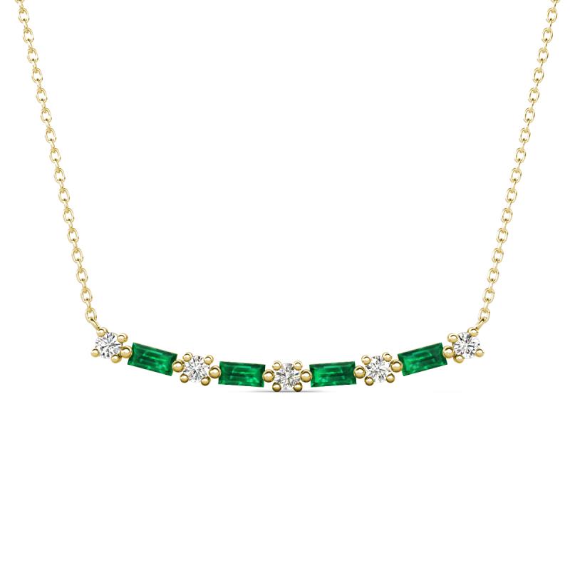 Nayla 0.58 ctw Lab Grown Diamonds Round with Baguette Emerald Alternating Women Bar Pendant Necklace 