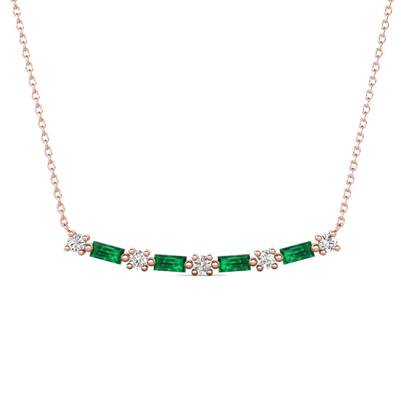 Nayla 0.58 ctw Lab Grown Diamonds Round with Baguette Emerald Alternating Women Bar Pendant Necklace 