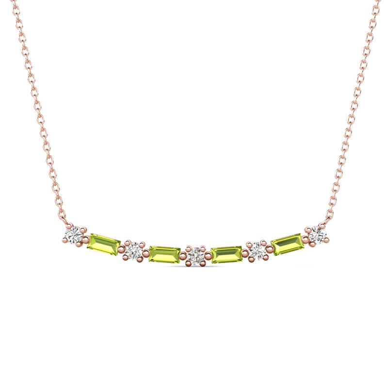 Nayla 0.78 ctw Lab Grown Diamonds Round with Baguette Peridot Alternating Women Bar Pendant Necklace 