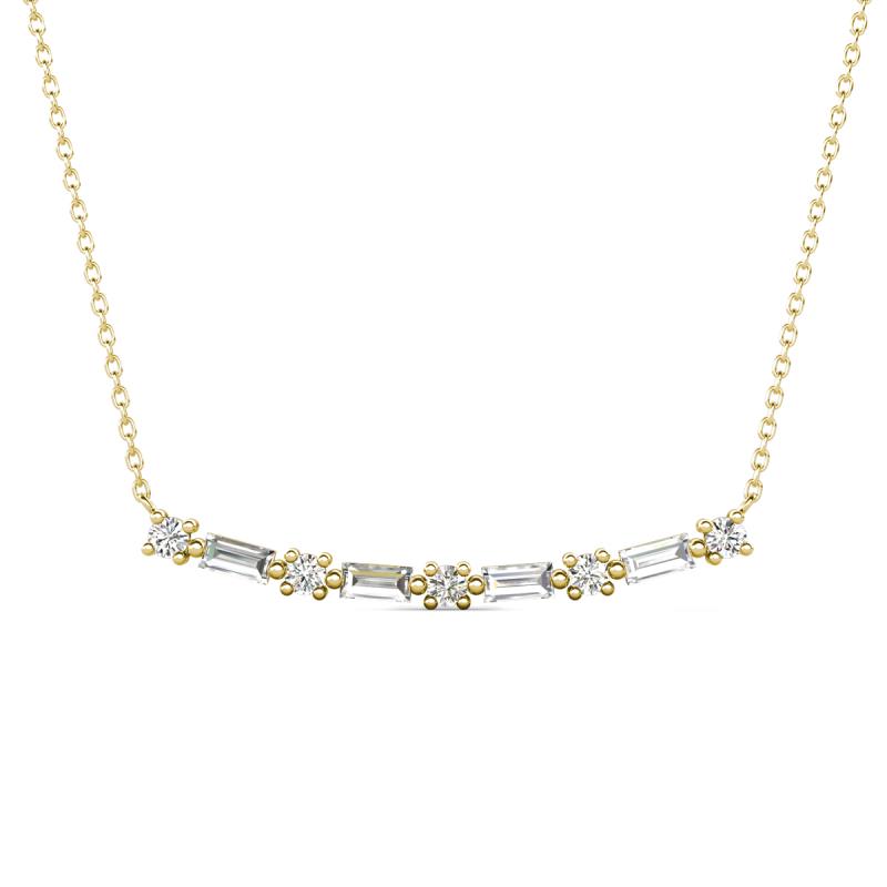 Nayla 0.62 ctw Lab Grown Diamonds Round with Baguette Alternating Women Bar Pendant Necklace 