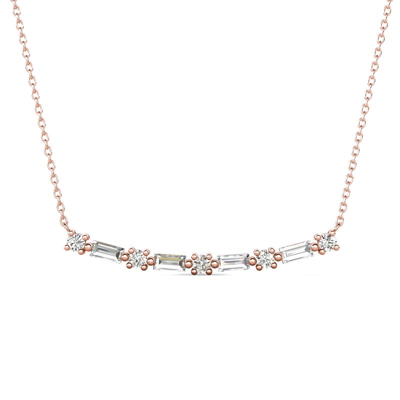 Nayla 0.62 ctw Lab Grown Diamonds Round with Baguette Alternating Women Bar Pendant Necklace 