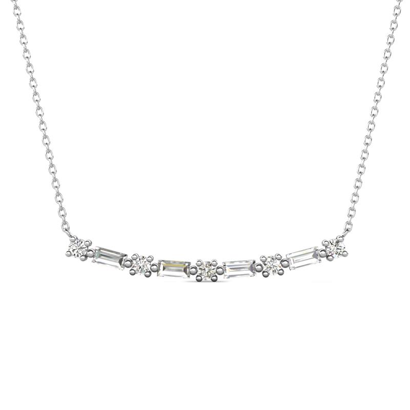 Nayla 0.62 ctw Natural Diamonds Round with Baguette Diamond Alternating Women Bar Pendant Necklace 