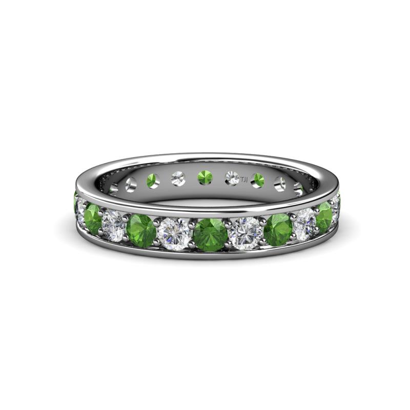 Livia 3.00 mm Green Garnet and Diamond Eternity Band 